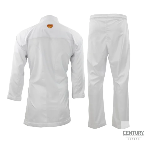 Century Punok WKF Wettkampf Kumite Uniform Takyon 3 Teile Set weiß - Jacke (rot), Hose Rückansicht