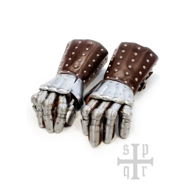 Battle Merchant mittelalterliche Panzerhandschuhe Schlacht von Visby 14. Jh. braun - Oberansicht