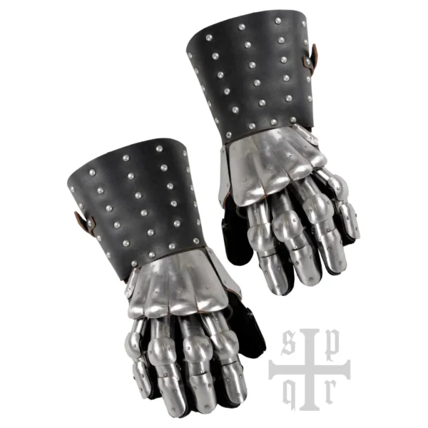 Battle Merchant mittelalterliche Panzerhandschuhe Schlacht von Visby 14. Jh. schwarz - Oberansicht