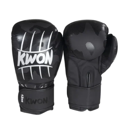 Kwon Boxhandschuhe Scratch Camouflage - Ansicht Paar Rückhand und Innenhand stehend