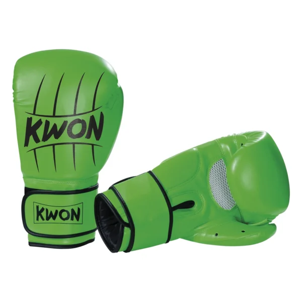 Kwon Boxhandschuhe Scratch Schwarz-Grün - Ansicht Paar Rückhand und Innenhand