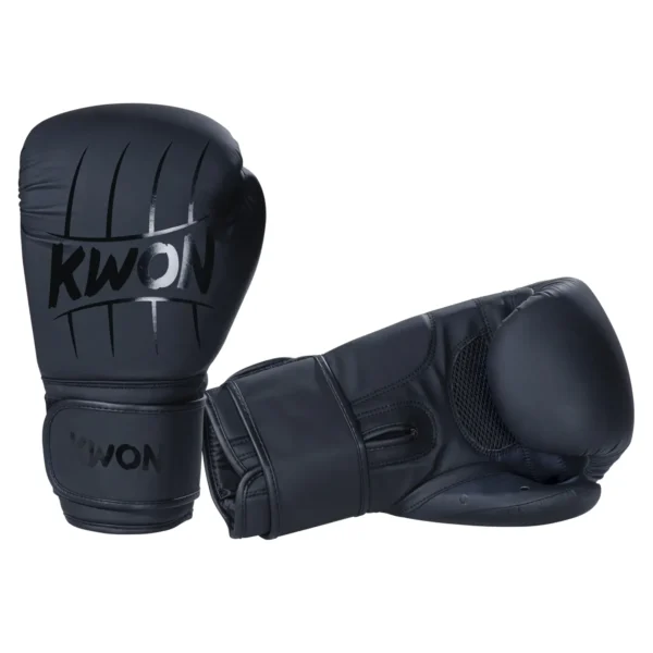 Kwon Boxhandschuhe Scratch Schwarz - Ansicht Paar Rückhand und Innenhand