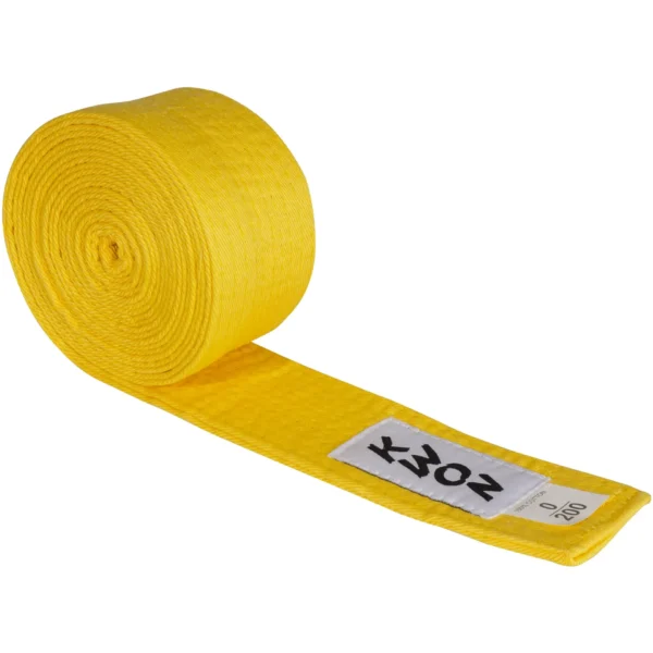 Kwon traditioneller Gürtel 5cm gelb - aufgerollte Ansicht