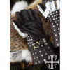 Battle Merchant Mittelalterliche Panzerhandschuhe Typ 3 braun - Ansicht Paar Ober- und Unterseite auf Fell