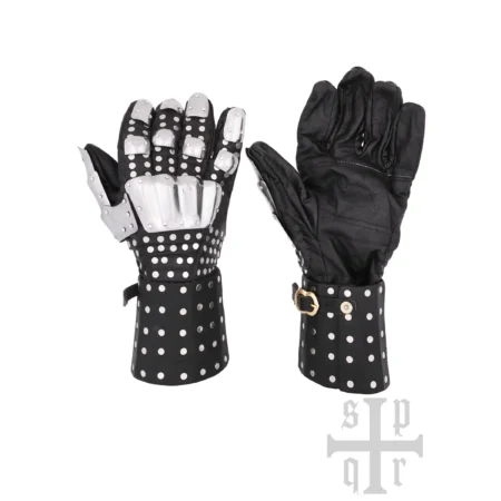 Battle Merchant Mittelalterliche Panzerhandschuhe Visby Typ 3, 14. Jahrhundert schwarz - Ober- und Unterseite