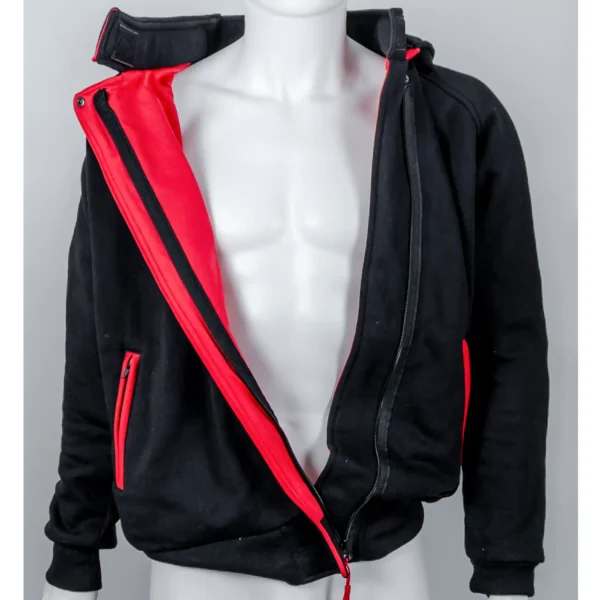Red Dragon Hema leichter Sparring Hoodie schwarz-rot - Vorderansicht an Schaufensterpuppe