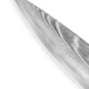 Samura Damascus Kochmesser Griff schwarz - Ansicht Nahaufnahme Klinge, auf einem weißen Hintergrund