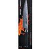 Samura Damascus Kochmesser Griff schwarz - Produktverpackung in schwarz mit Flammen und Messer drauf, auf einem weißen Hintergrund