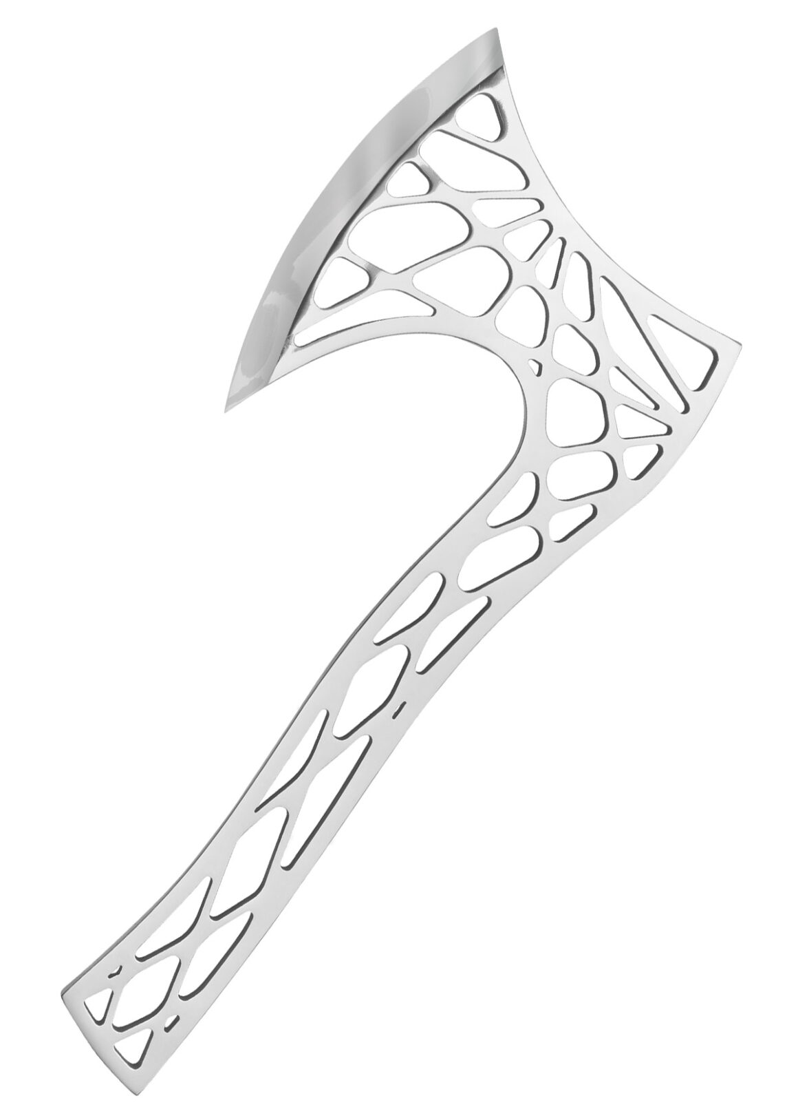 Samura Juggernaut Küchenbeil - Futuristische Axt mit durchbrochenem, netzartigem Design aus silbernem Metall, Klinge leicht gebogen