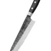 Samura Pro-S Lunar Küchenmesser Chefs 210 mm schwarzer Griff - Klinge nach unten links gerichtet, auf einem weißen Hintergrund