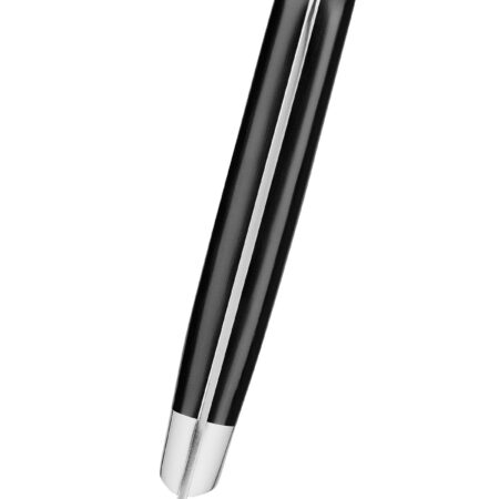 Samura PRO-S LUNAR Küchenmesser Chefs 210 mm - Nahaufnahme Griff schwarz-silber von oben und ein Teil der Klinge auf weißem Hintergrund