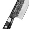 Samura Pro-S Lunar Küchenmesser Nakiri 167 mm Griff schwarz - Nahaufnahme Klinge und Griff, auf einem weißen Hintergrund