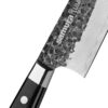 Samura Pro-S Lunar Küchenmesser Santoku 180 mm schwarzer Griff - Nahaufnahme Klinge und Griff, auf einem weißen Hintergrund