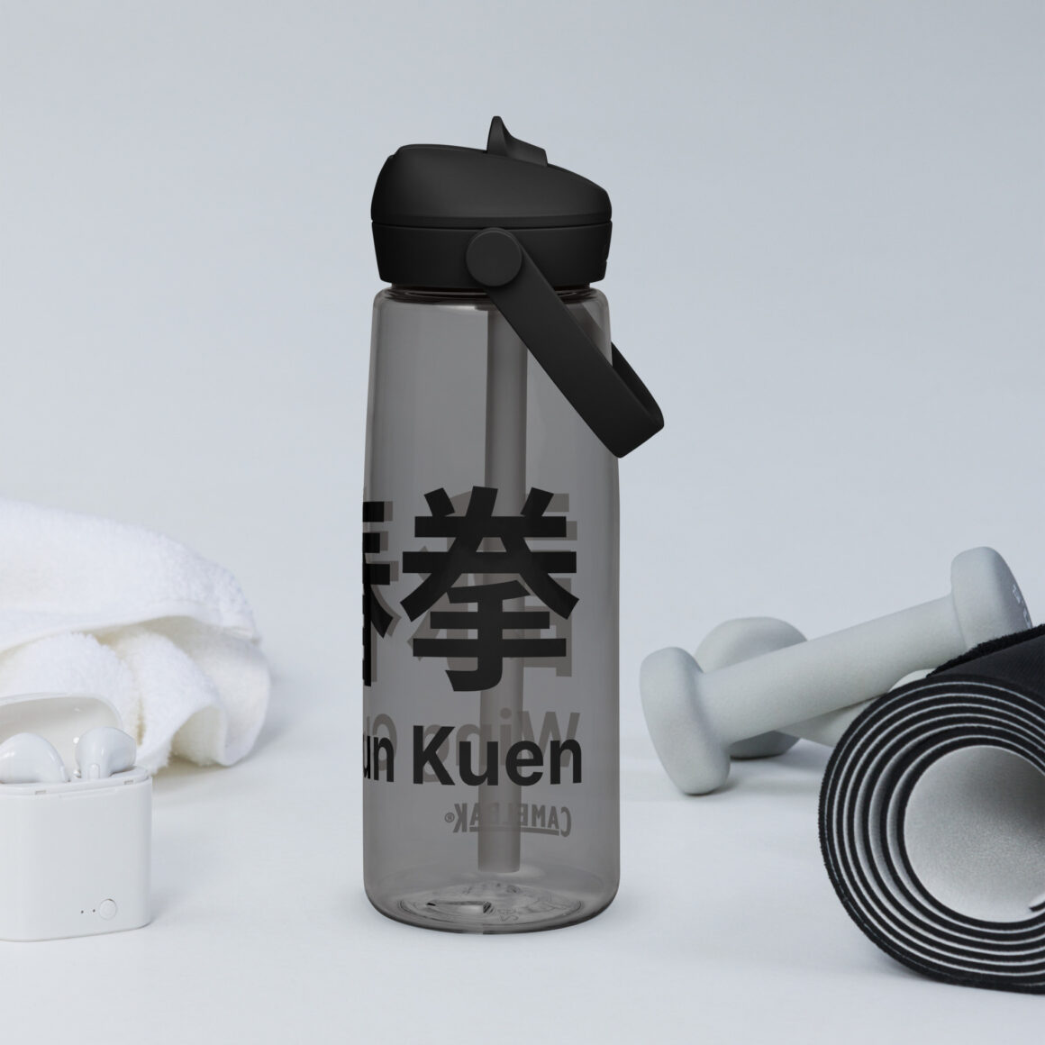 Wing Chun Wasserflasche mit umklappbarem Trinkhalm, 739 ml, BPA-freies Tritan®