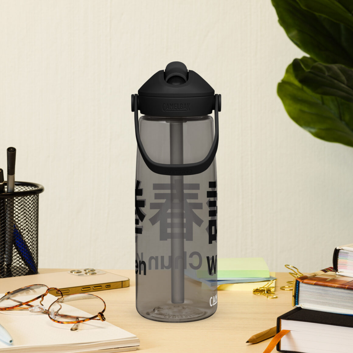 Wing Chun Wasserflasche mit umklappbarem Trinkhalm, 739 ml, BPA-freies Tritan®