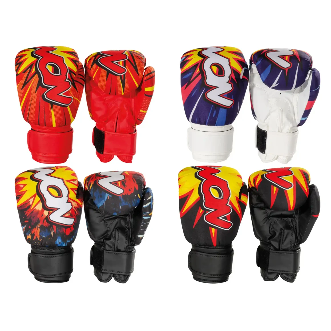 KWON Junior Graphic Boxhandschuhe in vier Farben – Ober- und Unteransicht