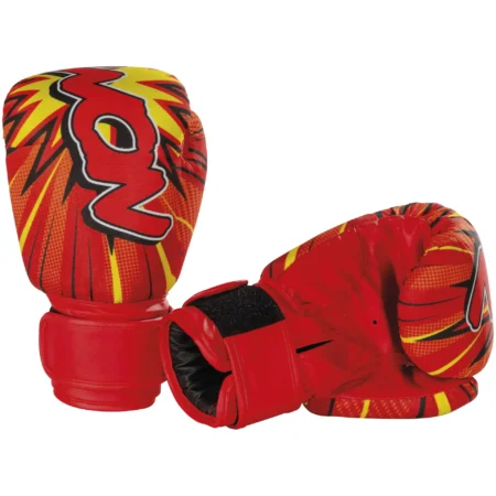 KWON Junior Graphic Boxhandschuhe rot – Ober- und Unteransicht des Handschuhpaars