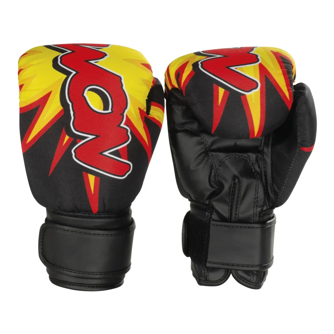 KWON Junior Graphic Boxhandschuhe schwarz-rot – Ober- und Unteransicht der Handschuhe.