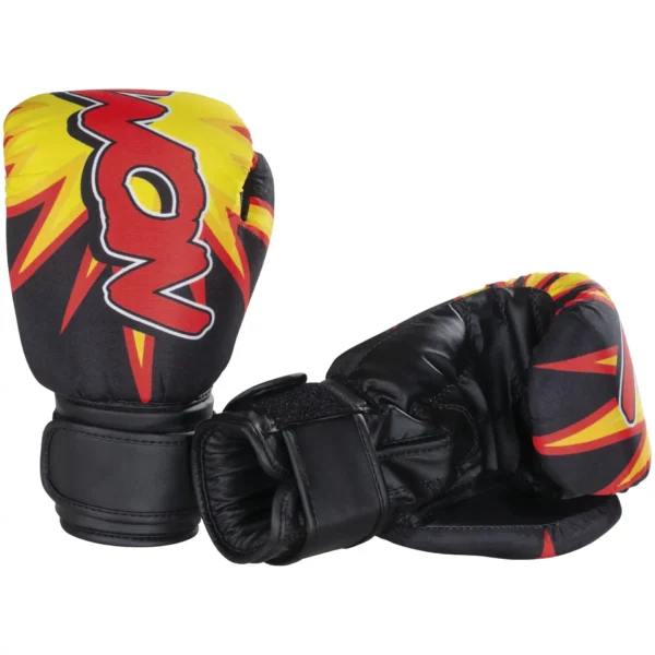 KWON Junior Graphic Boxhandschuhe schwarz-rot – Ober- und Unteransicht des Handschuhpaars