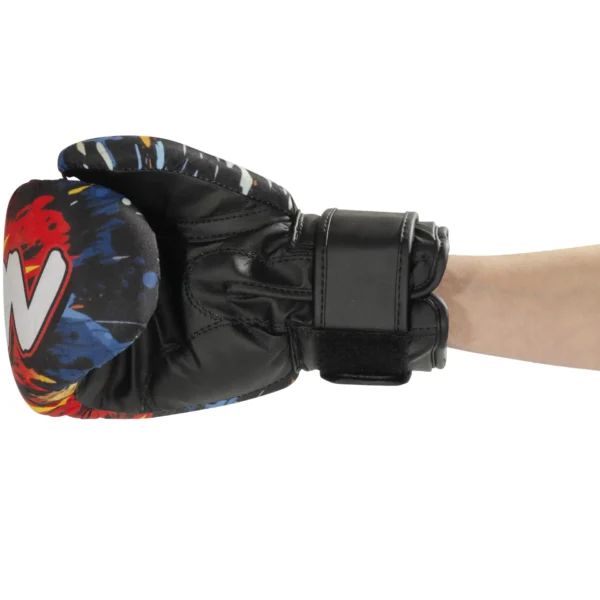 KWON Junior Graphic Boxhandschuhe schwarz-weiss – Seitenansicht Unterseite