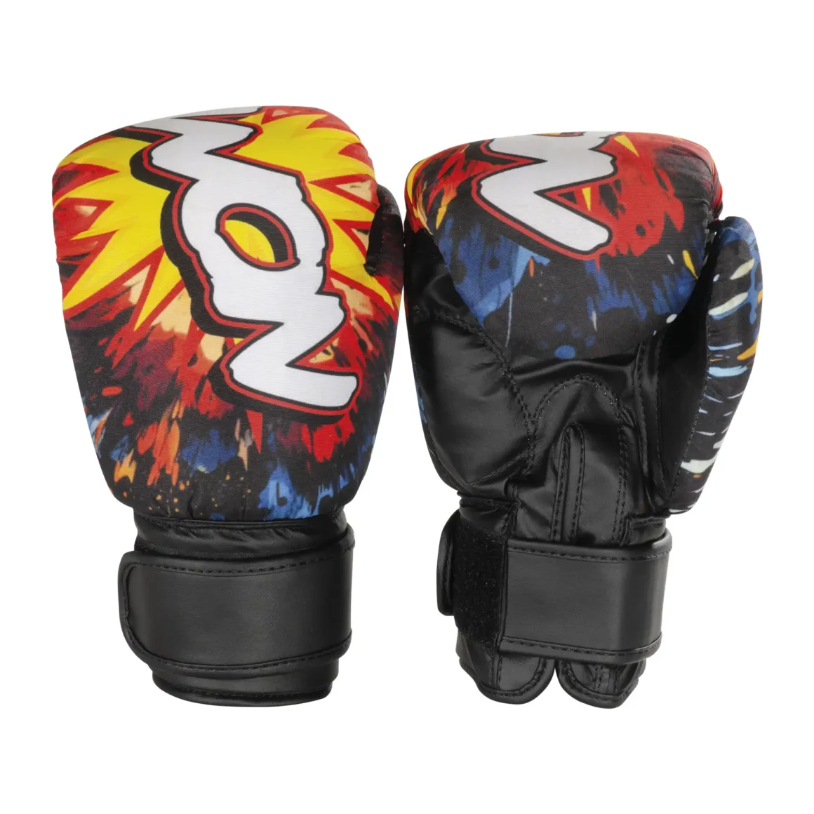 KWON Junior Graphic Boxhandschuhe schwarz-weiss – Ober- und Unteransicht der Handschuhe.