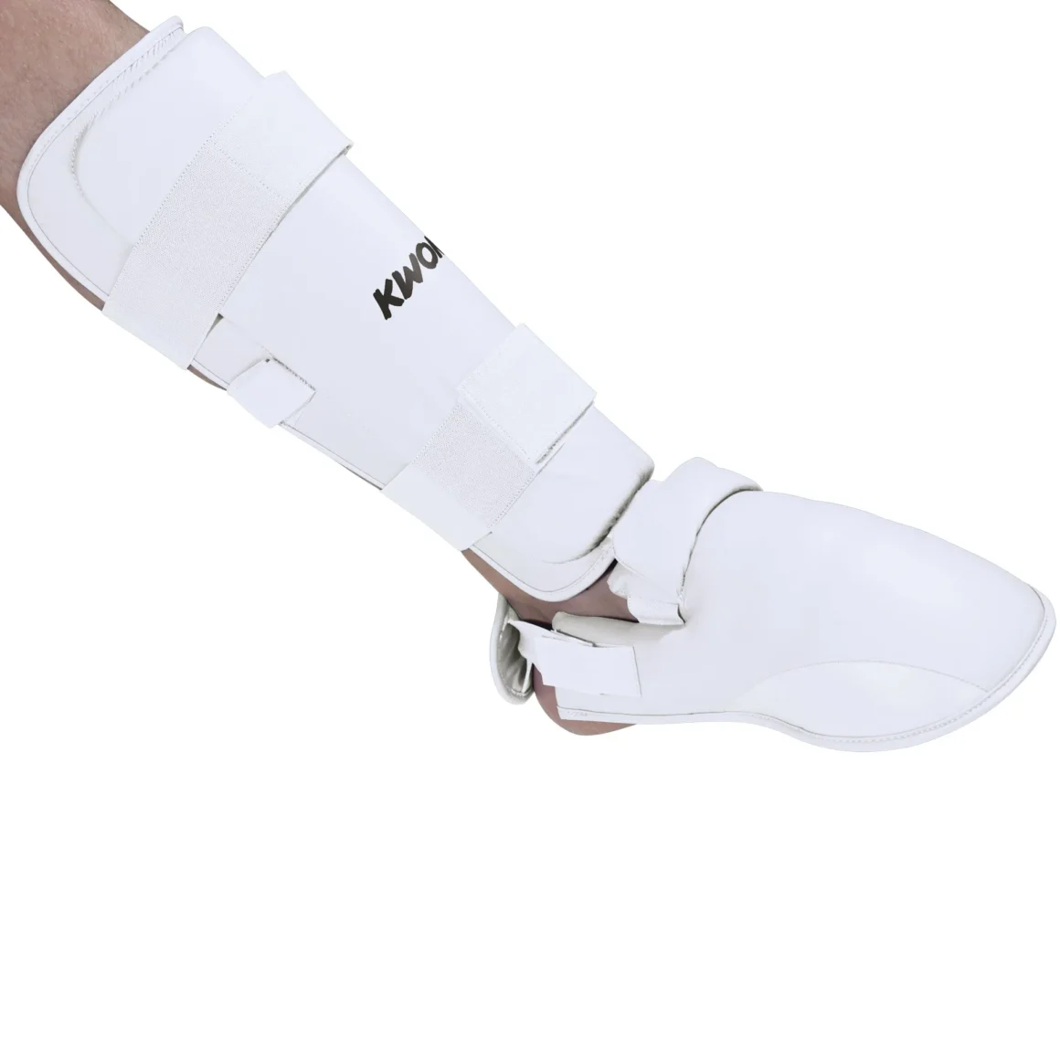 Kwon Karate Schienbein- und Spannschutz weiß, seitlich gesehen