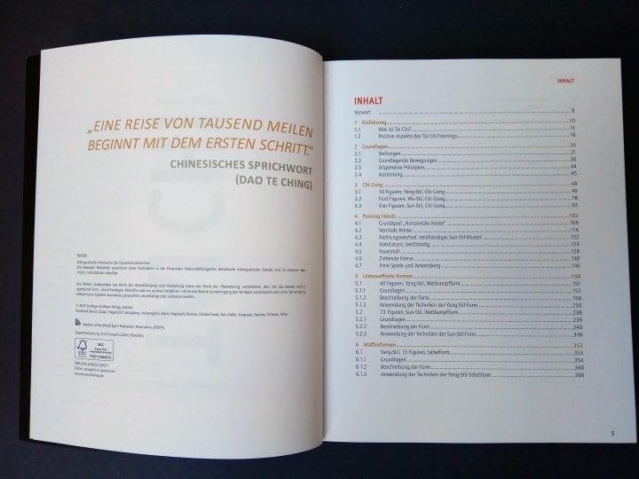 Tai Chi - Komplettes Trainingsbuch Karsten Kalweit – Inhaltsverzeichnis Auszug